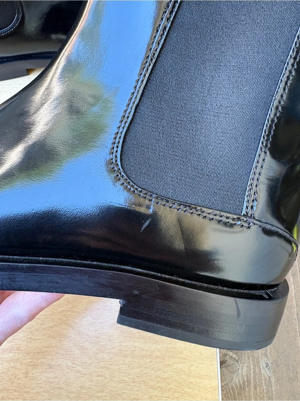 Everlane Wm’s Patent Black Leather The Chelsea Boot In Sz 8